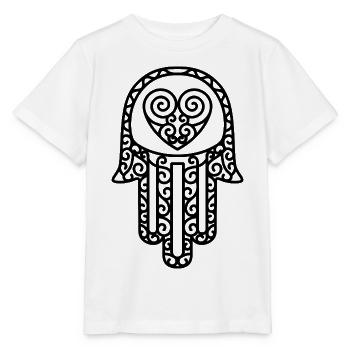 Hamsa – La main de Fatima : protection et bonheur - T-shirt bio MINI CREATOR Stanley/Stella Enfant - blanc - Devant - Maike (125cm)