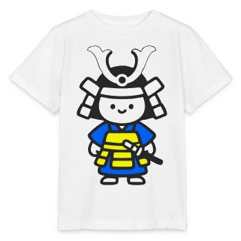 Kawaii Samurai Child in Yellow Blue - Stanley/Stella MINI CREATOR Kids’ T-Shirt - white - Front - Maike (125cm)