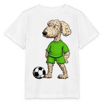 Pudel Fussball Hund - Stanley/Stella Kinder T-Shirt MINI CREATOR  - Weiß - Vorne - Maike (125cm)