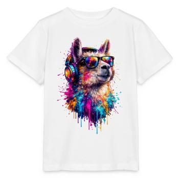 Lama Pop Art - Stanley/Stella Kinder T-Shirt MINI CREATOR  - Weiß - Vorne - Maike (125cm)