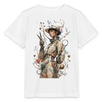 Steampunk-Blumenastronaut - Stanley/Stella Kinder T-Shirt MINI CREATOR  - Weiß - Vorne - Maike (125cm)