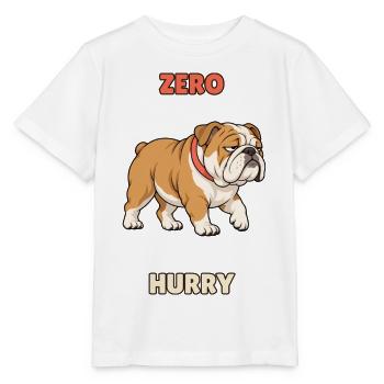 Zero Hurry – Fauler Bulldoggen-Humor - Stanley/Stella Kinder T-Shirt MINI CREATOR  - Weiß - Vorne - Maike (125cm)
