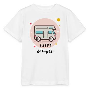 T-shirt camping-car heureux - Van Life- voyage - T-shirt bio MINI CREATOR Stanley/Stella Enfant - blanc - Devant - Maike (125cm)
