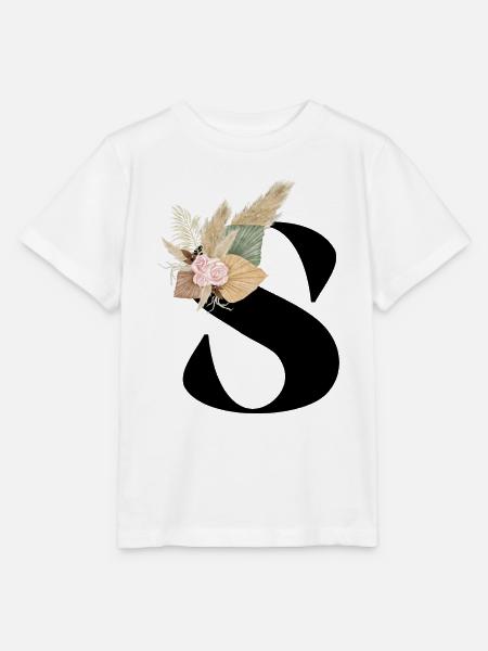 Buchstabe S blumig - Stanley/Stella Kinder T-Shirt MINI CREATOR - Weiß