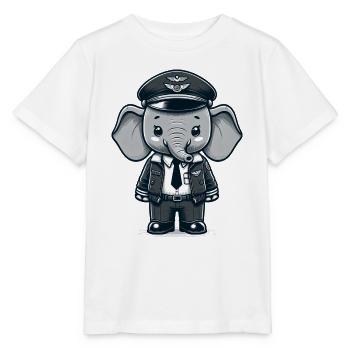 Cute Elephant Pilot - Stanley/Stella MINI CREATOR Kids’ T-Shirt - white - Front - Maike (125cm)