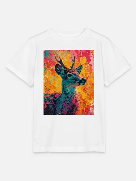 Hirsch im bunten Hintergrund - Stanley/Stella Kinder T-Shirt MINI CREATOR  - Weiß