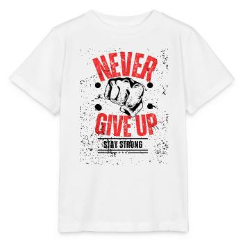 never give up - Stanley/Stella MINI CREATOR Kids’ T-Shirt - white - Front - Maike (125cm)