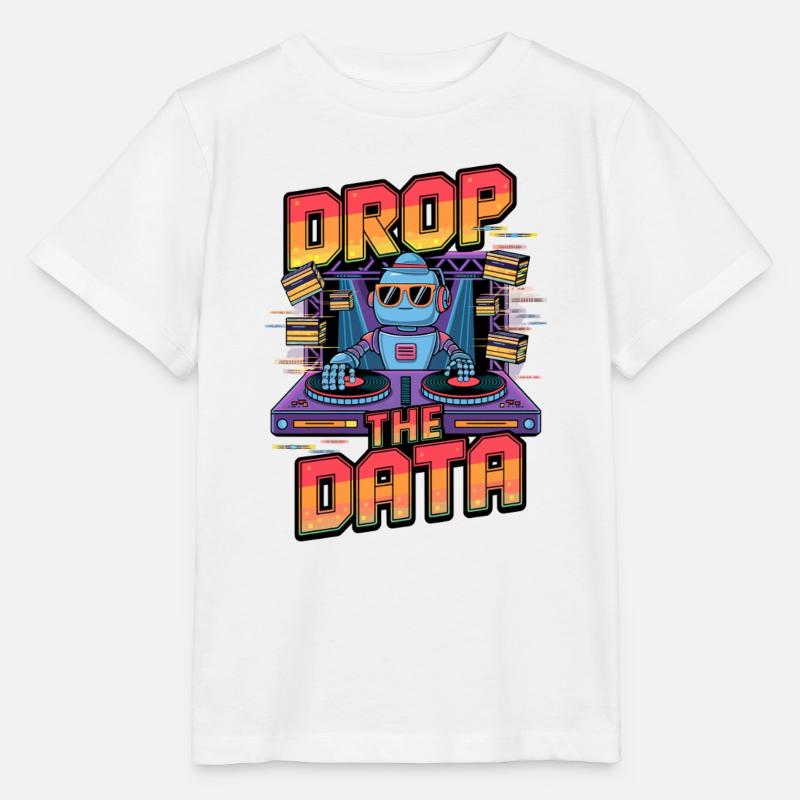 Drop the Data DJ Robot Techno Design - Stanley/Stella MINI CREATOR Kids’ T-Shirt - white