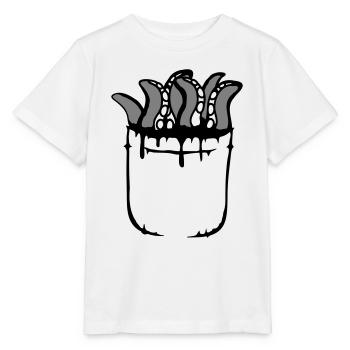 Tentacle Chest Pocket Octopus Monster Shirt Bag - Stanley/Stella MINI CREATOR Kids’ T-Shirt - white - Front - Maike (125cm)