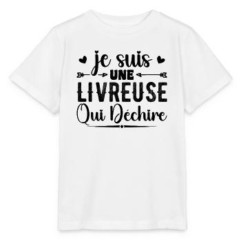 Je Suis Une Livreuse Qui Déchire - T-shirt bio MINI CREATOR Stanley/Stella Enfant - blanc - Devant - Maike (125cm)