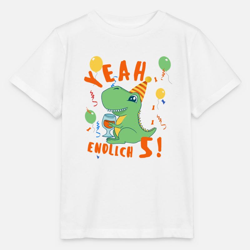 Yeah Dino Endlich 5 - Stanley/Stella Kinder T-Shirt MINI CREATOR  - Weiß