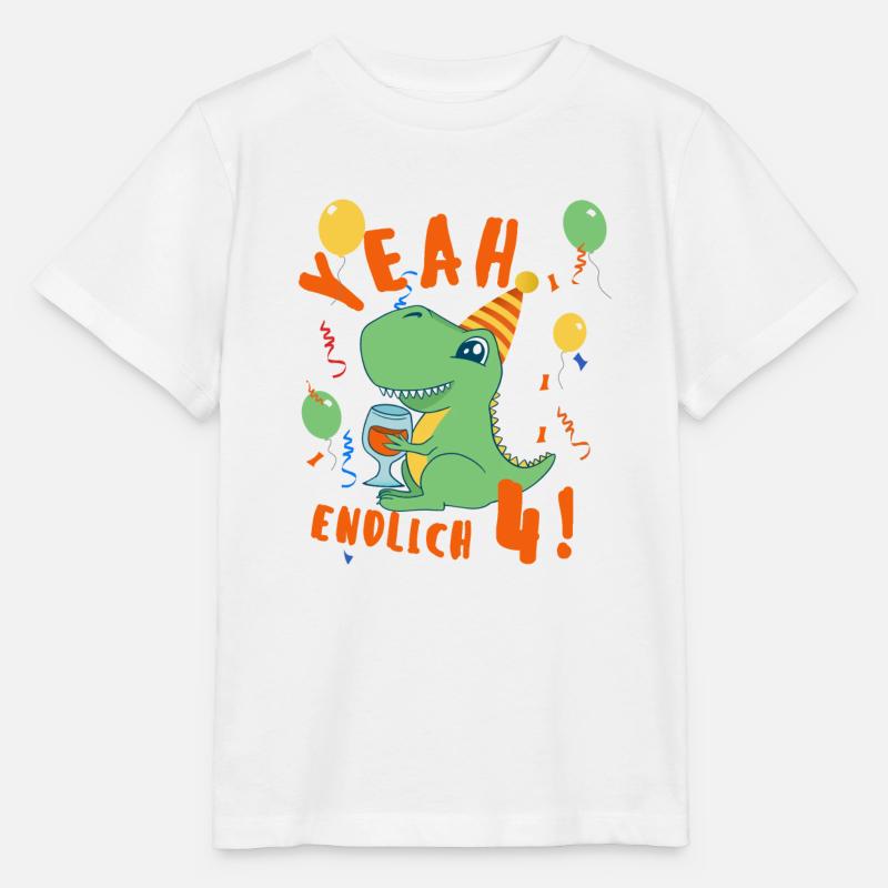 Yeah Dino endlich 4 - Stanley/Stella Kinder T-Shirt MINI CREATOR  - Weiß