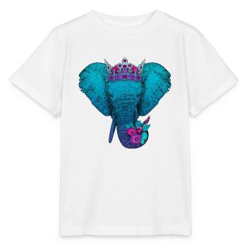 Éléphant avec des fleurs et une couronne - T-shirt bio MINI CREATOR Stanley/Stella Enfant - blanc - Devant - Maike (125cm)
