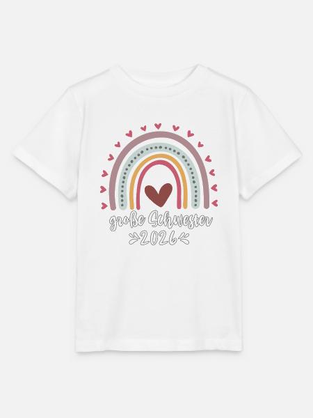 Große Schwester 2026 Regenbogen Mädchen - Stanley/Stella Kinder T-Shirt MINI CREATOR - Weiß