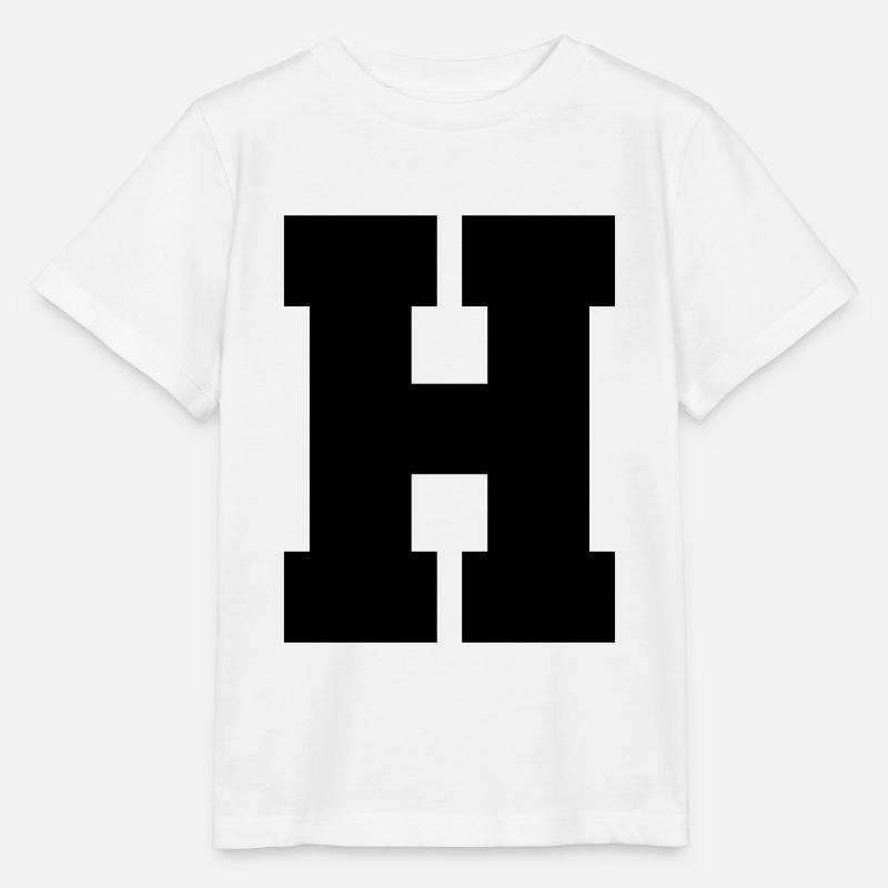 H - majuscule simple, gras et serif - T-shirt bio MINI CREATOR Stanley/Stella Enfant - blanc