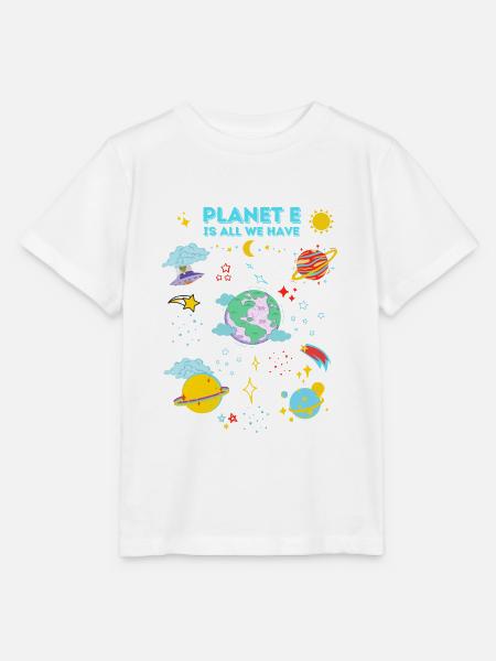 "Planet E" Space & Planet Illustration Design - Stanley/Stella Kinder T-Shirt MINI CREATOR  - Weiß