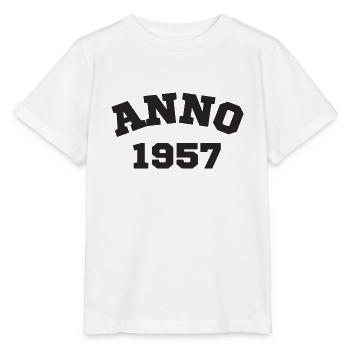 Anno 1957 Geburtstag Geburtsjahr - Stanley/Stella Kinder T-Shirt MINI CREATOR  - Weiß - Vorne - Maike (125cm)