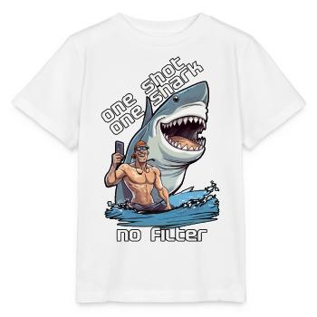 Une photo, un requin, pas de filtre. Selfie - T-shirt bio MINI CREATOR Stanley/Stella Enfant - blanc - Devant - Maike (125cm)