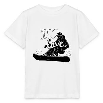 I love snowboarding winter sports - Stanley/Stella MINI CREATOR Kids’ T-Shirt - white - Front - Maike (125cm)