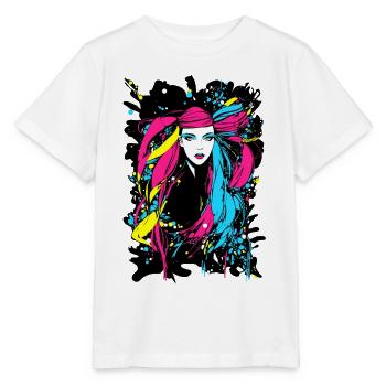 Farbenfrohe Frau - Stanley/Stella Kinder T-Shirt MINI CREATOR  - Weiß - Vorne - Maike (125cm)