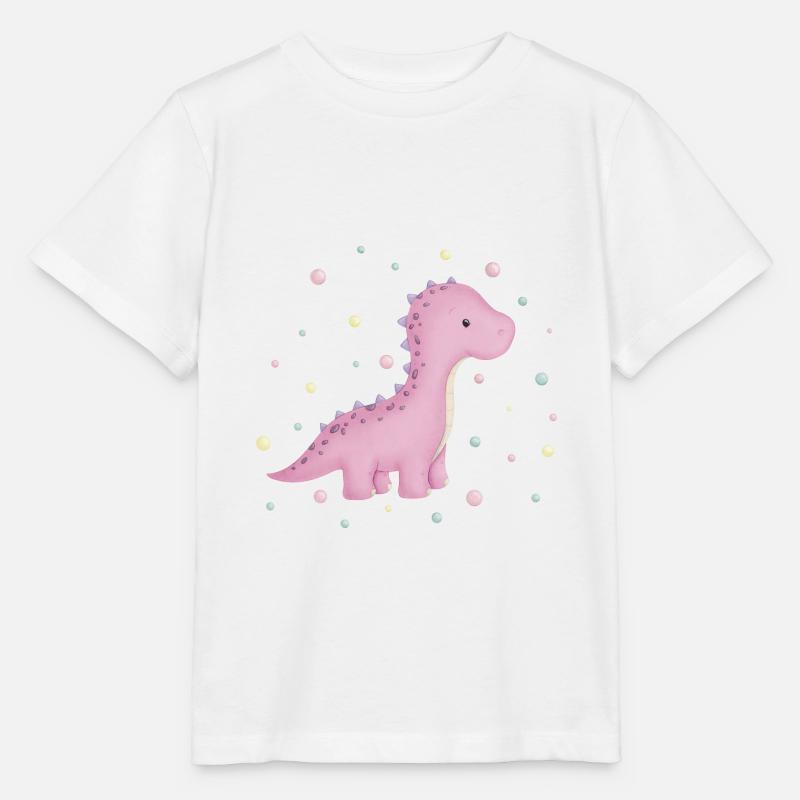 Dino Mädchen mit Punkten - Stanley/Stella Kinder T-Shirt MINI CREATOR  - Weiß