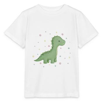 niedlicher Dino mit Punkten - Stanley/Stella Kinder T-Shirt MINI CREATOR  - Weiß - Vorne - Maike (125cm)