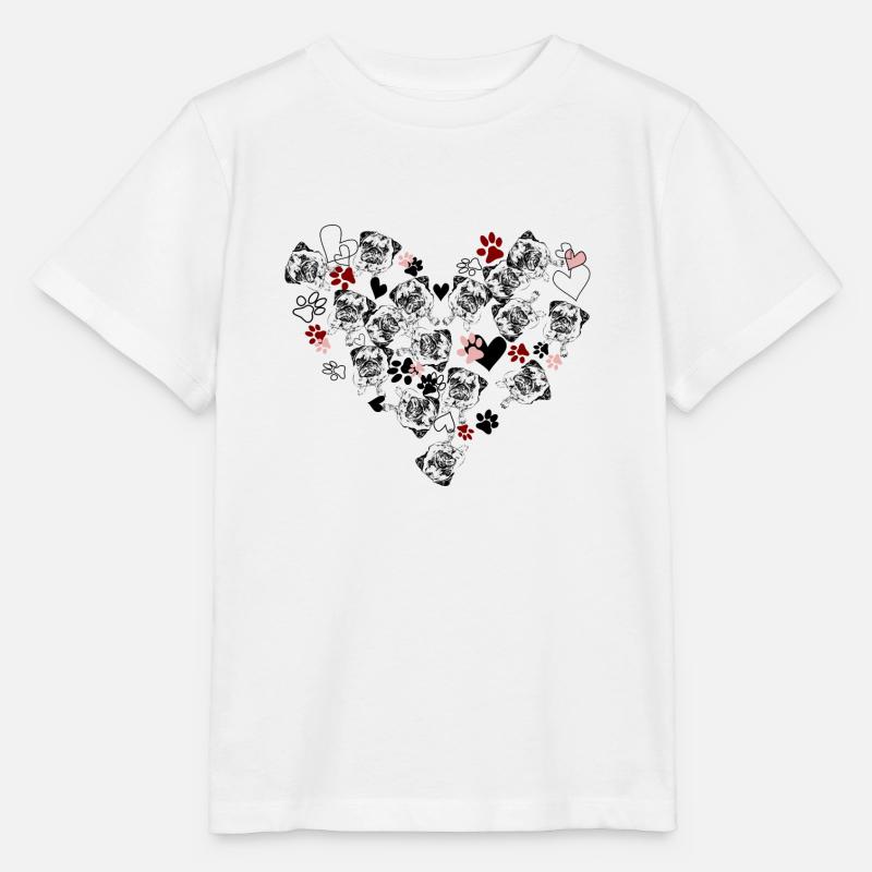 Pfotenmuster Mops in Rosa und Rot - Stanley/Stella Kinder T-Shirt MINI CREATOR  - Weiß