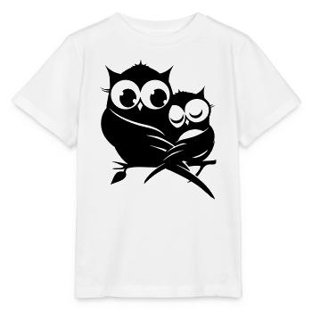 deux hiboux sur une branche - T-shirt bio MINI CREATOR Stanley/Stella Enfant - blanc - Devant - Maike (125cm)