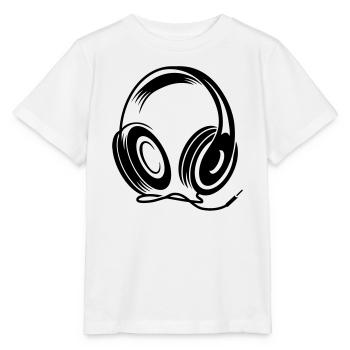 Kopfhörer mit Kabel im Stencil Stil - Stanley/Stella Kinder T-Shirt MINI CREATOR  - Weiß - Vorne - Maike (125cm)