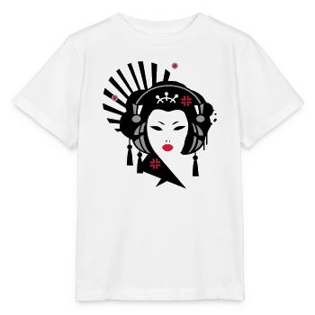 Geisha avec un casque - T-shirt bio MINI CREATOR Stanley/Stella Enfant - blanc - Devant - Maike (125cm)