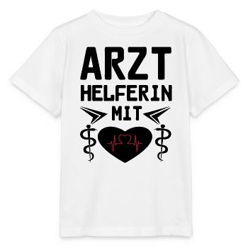 Arzthelferin mit Herz Geschenk - Stanley/Stella Kinder T-Shirt MINI CREATOR  - Weiß - Vorne - Maike (125cm)