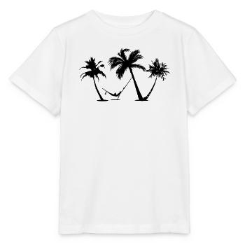 Holiday under palm trees in a hammock - Stanley/Stella MINI CREATOR Kids’ T-Shirt - white - Front - Maike (125cm)