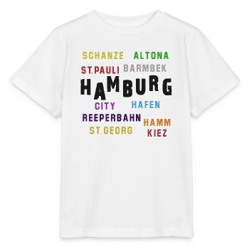Hamburg Viertel Typo Collage - Stanley/Stella Kinder T-Shirt MINI CREATOR  - Weiß - Vorne - Maike (125cm)