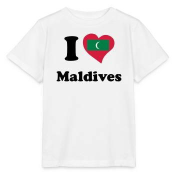 I love Maldives - J'aime Maldives - T-shirt bio MINI CREATOR Stanley/Stella Enfant - blanc - Devant - Maike (125cm)