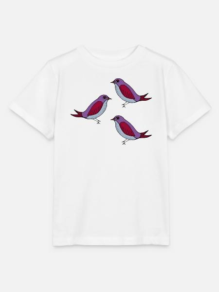 Lila Vogel Muster Trio - Stanley/Stella Kinder T-Shirt MINI CREATOR - Weiß