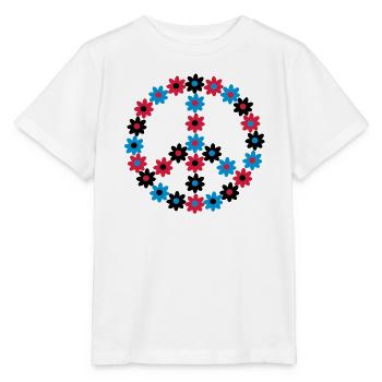 Blumen Friedenszeichen - Stanley/Stella Kinder T-Shirt MINI CREATOR  - Weiß - Vorne - Maike (125cm)