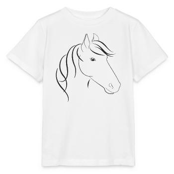 horse head with mane - Stanley/Stella MINI CREATOR Kids’ T-Shirt - white - Front - Maike (125cm)