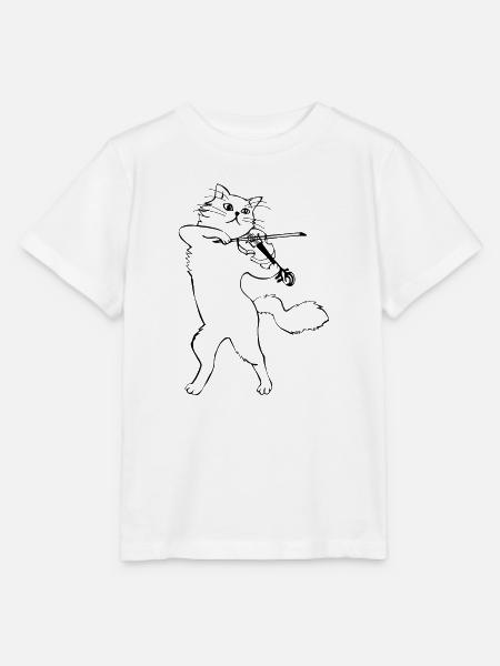 Katze mit Violine - Stanley/Stella Kinder T-Shirt MINI CREATOR  - Weiß