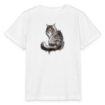 Norwegische Waldkatze - Stanley/Stella Kinder T-Shirt MINI CREATOR  - Weiß - Vorne - Maike (125cm)