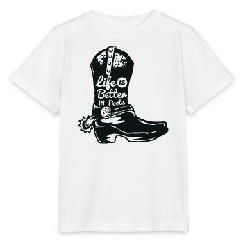 Boots cowboy western horse spur saying gift - Stanley/Stella MINI CREATOR Kids’ T-Shirt - white - Front - Maike (125cm)