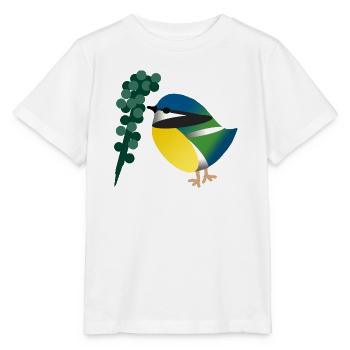 Mésange bleue et baies - T-shirt bio MINI CREATOR Stanley/Stella Enfant - blanc - Devant - Maike (125cm)