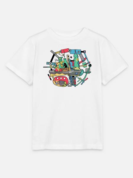 Vibrante Stadt-Collage Remix - Stanley/Stella Kinder T-Shirt MINI CREATOR  - Weiß