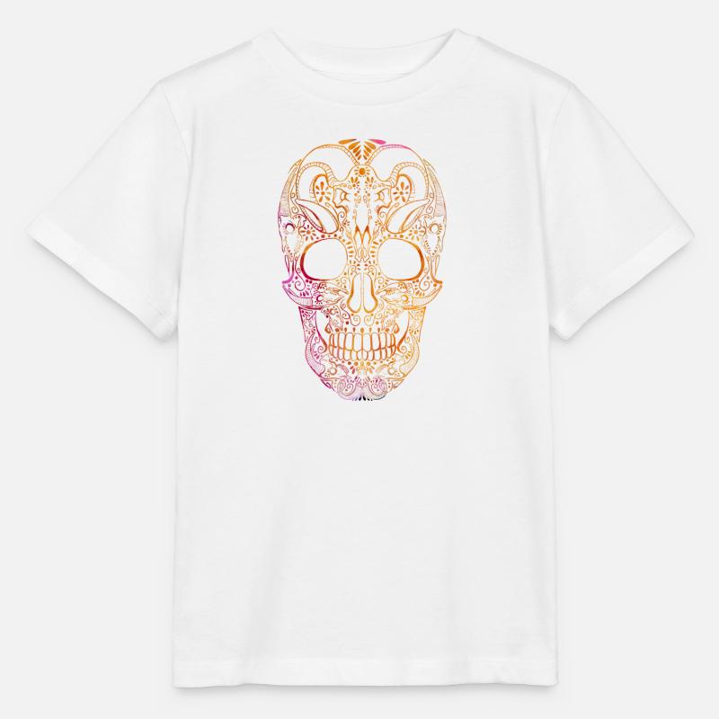 Ornement de crâne coloré - T-shirt bio MINI CREATOR Stanley/Stella Enfant - blanc