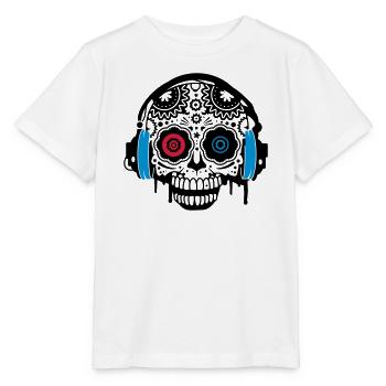 A Sugar Skull with headphones - Stanley/Stella MINI CREATOR Kids’ T-Shirt - white - Front - Maike (125cm)