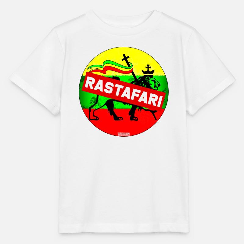 Bannière du Lion rastafari - T-shirt bio MINI CREATOR Stanley/Stella Enfant - blanc