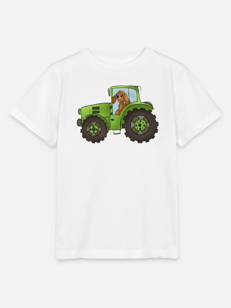 Hund mit Trecker - Stanley/Stella Kinder T-Shirt MINI CREATOR - Weiß