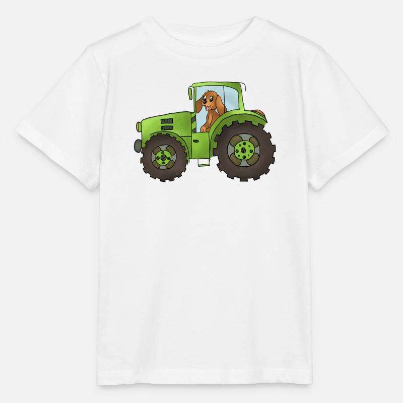 Hund mit Trecker - Stanley/Stella Kinder T-Shirt MINI CREATOR - Weiß