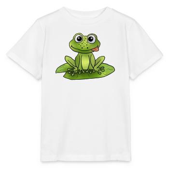 Frosch auf Seerose - Stanley/Stella Kinder T-Shirt MINI CREATOR  - Weiß - Vorne - Maike (125cm)