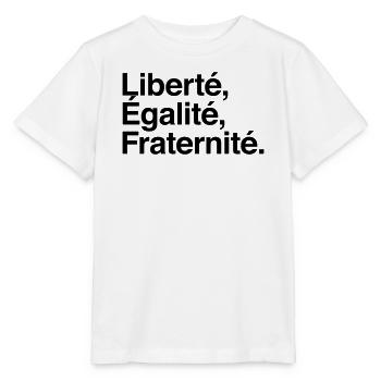 Liberté Egalité Fraternité - Devise République - T-shirt bio MINI CREATOR Stanley/Stella Enfant - blanc - Devant - Maike (125cm)
