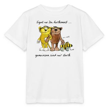 Janosch Bär Tigerente Tiger Gemeinsam Stark - Stanley/Stella Kinder T-Shirt MINI CREATOR  - Weiß - Vorne - Maike (125cm)